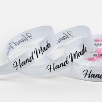 Лента атласная 15мм*25&plusmn;1ярд(23м&plusmn;1м) Hand Made белый №01 АУ