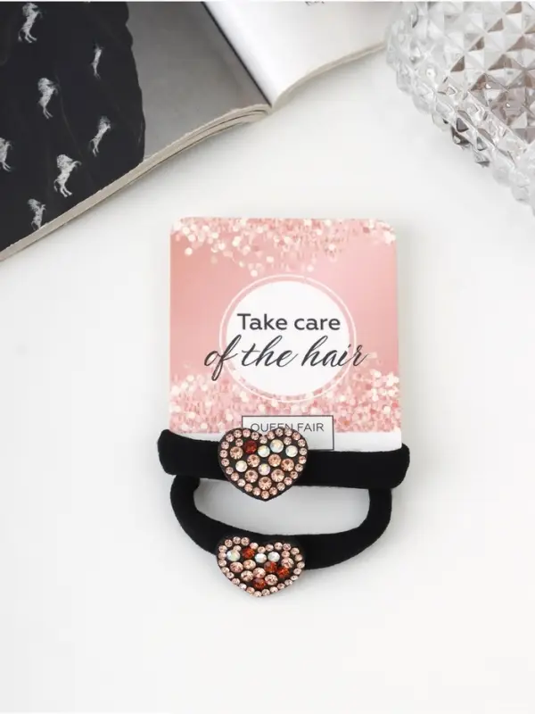 Резинка для волос &laquo;Мадлен&raquo;, набор 2 шт., сердце, 3.5 см, чёрная