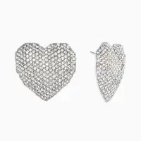 Серьги "Сияние вечера" сердце, цвет белый в серебре