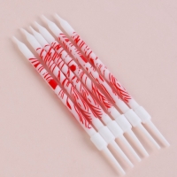 Свечи для торта "Волнистые линии", 6 шт, белые с красным