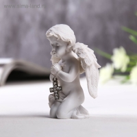 Сувенир полистоун "Ангелочек с крестиком из страз" 8х6,5х4 см