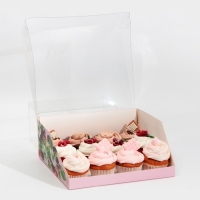 Коробка кондитерская с PVC-крышкой, упаковка, &laquo;Ягоды&raquo;, 25 х 22,5 х 10 см