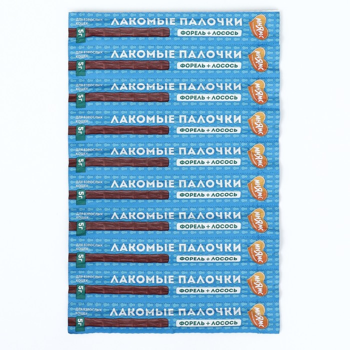 Лакомые палочки Мнямс для кошек, с лососем и форелью, 13,5 см, 10 х 5 г