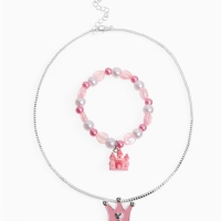 Набор детский "Выбражулька" 2 пр-та: кулон, браслет, корона, замок, цвет бело-розовый Набор детский "Выбражулька" 2 пр-та: кулон, браслет, корона, замок, цвет бело-розовый