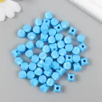 Бусины для творчества пластик "Кубик со сплющенными краями" синий набор 25-30 гр d=0,8 см
