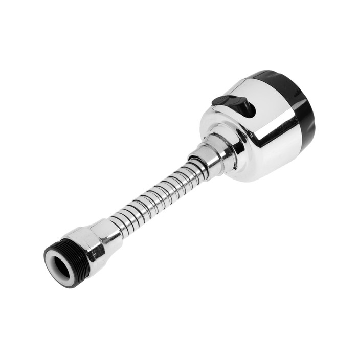 Аэратор ZEIN, регулировка потока, на гибком шланге, 150 мм, 2 режима, пластик, хром/черный Аэратор ZEIN, регулировка потока, на гибком шланге, 150 мм, 2 режима, пластик, хром/черный