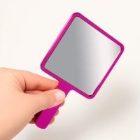 Зеркало с руч квад-т (1) б/увел ГАЛЬВАНИКА 16*9см пласт роз подвес QF