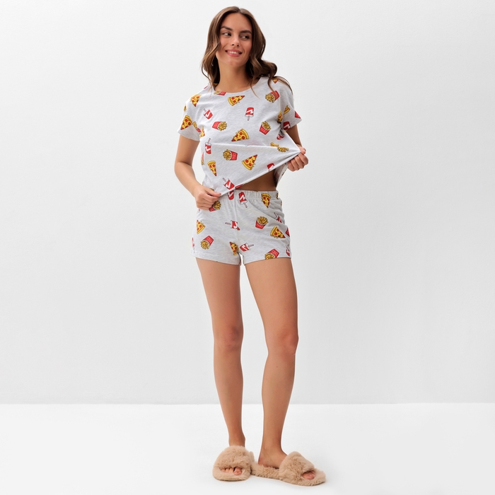 Пижама женская (футболка и шорты) KAFTAN Pizza р. 48-50, серый Пижама женская (футболка и шорты) KAFTAN Pizza р. 48-50, серый