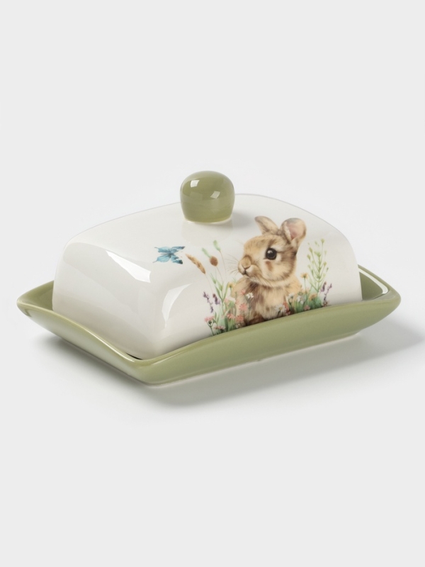 Масленка Доляна "Зайка" цвет белый  17х12х8,5 см
