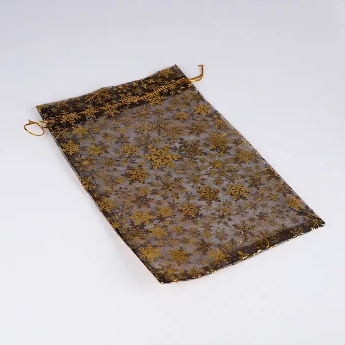 Мешочек подарочный органза &laquo;Новогодние снежинки&raquo;, 20 х 30 см +/- 1.5 см