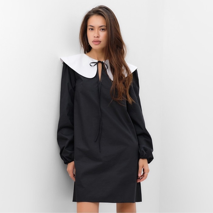 Платье женское MIST с воротником, р. 42, черный Платье женское MIST с воротником, р. 42, черный