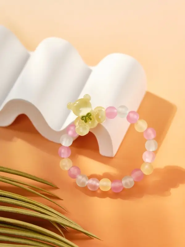 Браслет детский Выбражулька &laquo;Мишка&raquo;, d=6 см. бусины, разноцветный