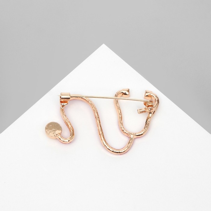 Брошь &laquo;Стетоскоп&raquo; изогнутый, цвет красный в золоте