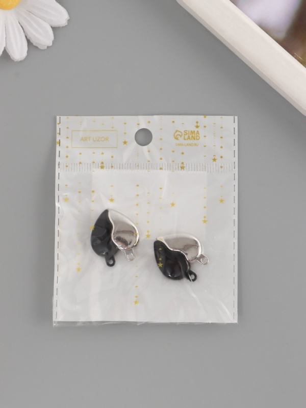 Замок магнитный металл "Вторая половинка, сердце" набор 2 шт чёрно-серебряный 2,6х2,2 см