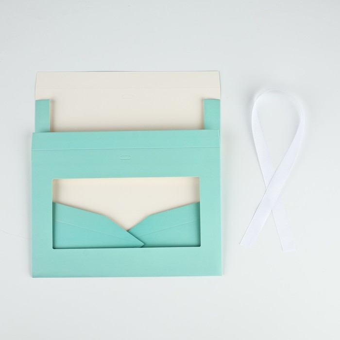 Складная коробка для цветов с окном Present, тиффани, 16 х 27 х 9 см