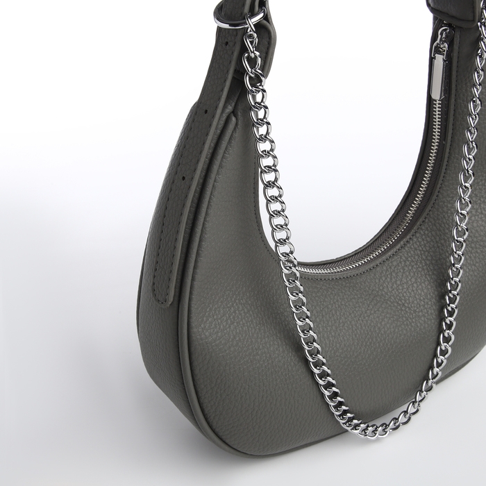 Сумка женская хобо на молнии TEXTURA, средний размер, цвет серый