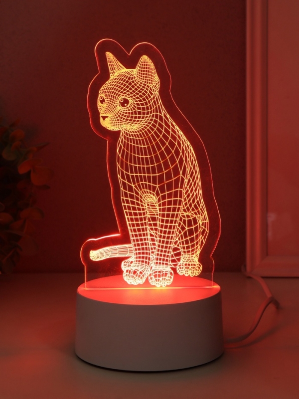 Светильник "Кошка" LED RGB от сети RISALUX 9,5х8,2х17 см