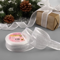 Лента капроновая &laquo;Блёстки&raquo;, 25 мм &times; 18 &plusmn; 1 м, цвет серебряный