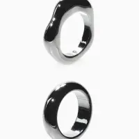 Кольцо пластик &laquo;Стиль&raquo;, набор 2 шт. размер 17, цвет серебро