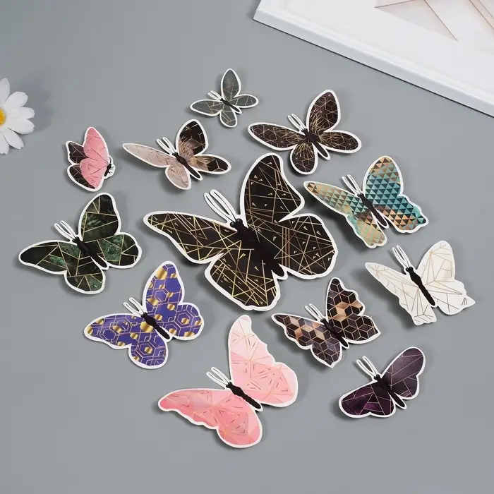 Набор магнитов на холодильник &laquo;Геометрия с золотом&raquo;, 12 шт., картон, h=4-10 см