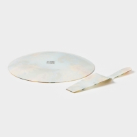 Тортовница с лопаткой Доляна &laquo;Подсолнухи&raquo;, 2 предмета: блюдо d=30 см, лопатка 26,5&times;7&times;2 см, стекло, рисунок