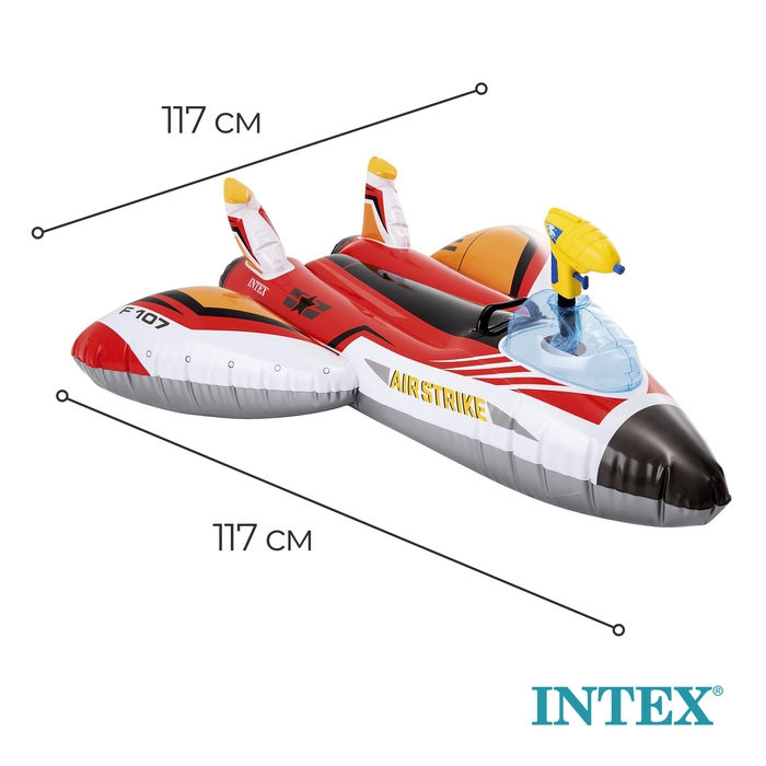 Плот для плавания &laquo;Самолет&raquo;, 117 х 117 см, с водной пушкой, от 3 лет, до 40 кг, 57536NP, цвет МИКС