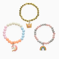 Браслет детский "Выбражулька" 3шт, сияние, единорог, радуга, корона, цветной