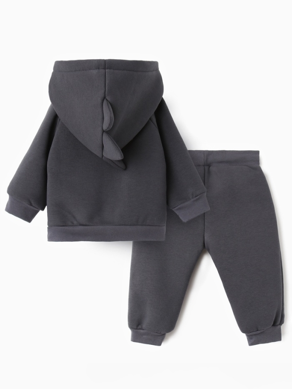 Костюм: толстовка и брюки Крошка Я Dino, рост 62-68, темно-серый