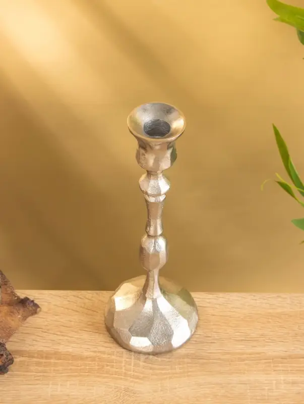 Подсвечник "Грани" алюминий 25 см, цв. серебро