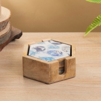 Подставка под горячее (набор 4 шт) "Крабы" дерево манго 15х13х5 см