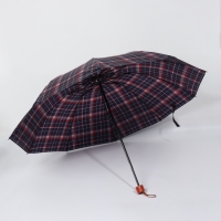 Зонт механический &laquo;Клетка&raquo;, 4 сложения, 10 спиц, R = 55/63 см, D = 126 см, цвет МИКС