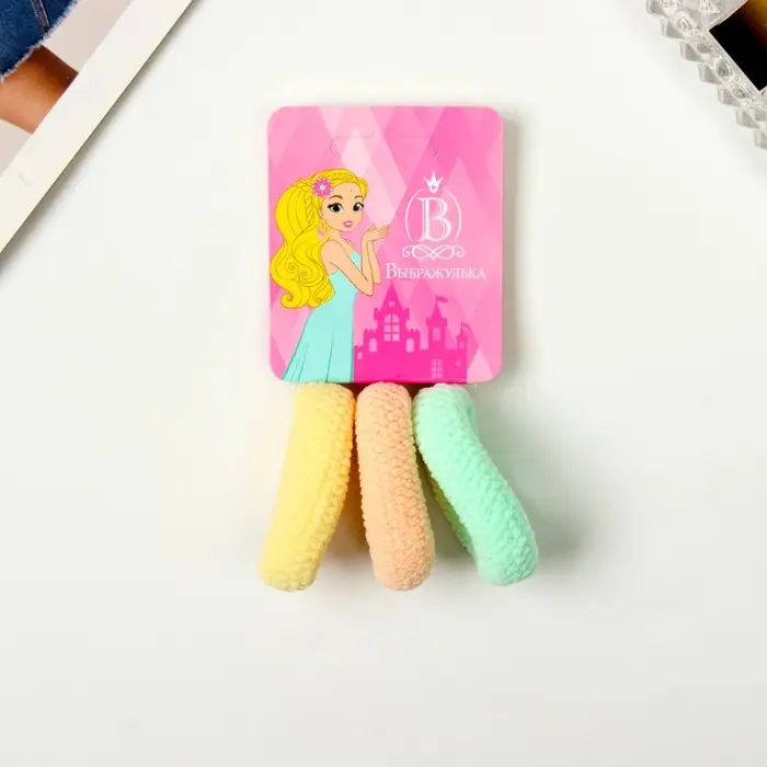 Резинка для волос "Махрушка спорт" (набор 3 шт) нежность вязка, 4 см