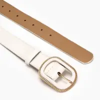 Ремень жен 05-01-07-01, Июнь2507, 3*0,3*110 см, без винта, пряж золото+пласт, 1 прокол, бел   109031