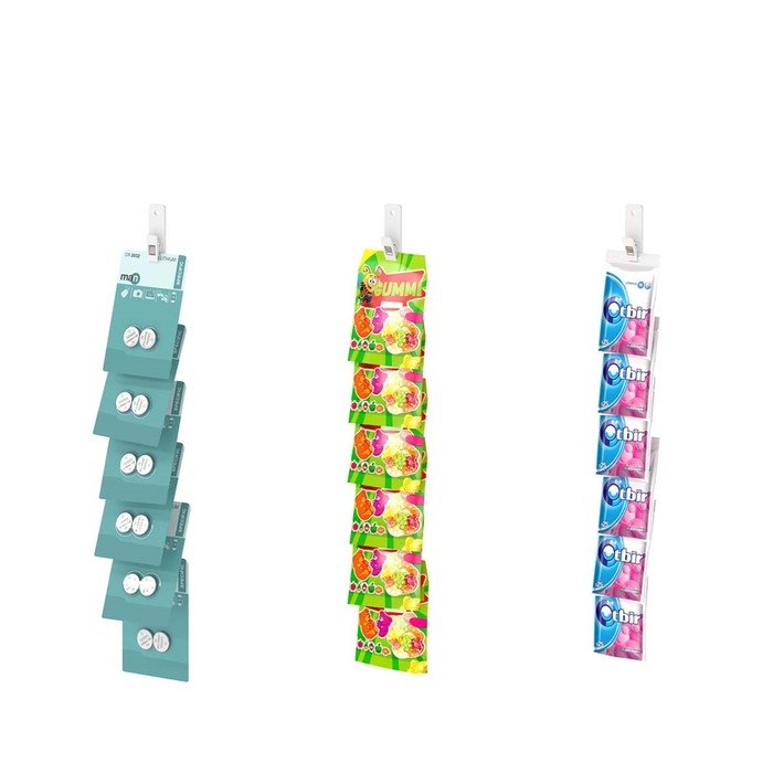 Стрип-лента подвесная L=38, 6 прищепок, цвет белый