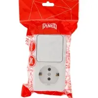 Выключатель с розеткой горизонтальный TANGO, 16 А, 1 клавиша + розетка, IP 20, открытой проводки с з