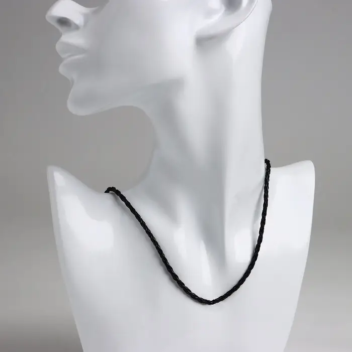 Шнурок кожаный d=3 мм, 45 см, чёрный, косичка