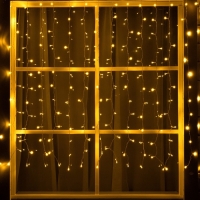 Гирлянда &laquo;Занавес&raquo;, 2&times;1.5 м, IP44, 280 LED, 8 режимов, солнечная батарея, прозрачная нить, свечение тёплое белое
