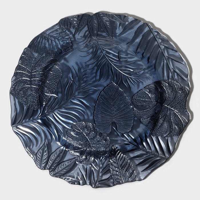 Тарелка стеклянная &laquo;Арабис&raquo;, d=33 см, цвет голубой