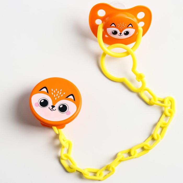 Держатель для соски - пустышки &laquo;Лисёнок&raquo;, на цепочке