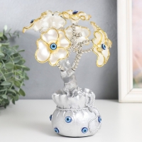 Сувенир от сглаза "Цветущее дерево. Денежный мешок" серебро, перламутр 14,5х8,55х22 см