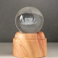 Сувенир стекло свет "Шар. Лотос" 6хLED шар d=6 см, крутится, USB 7х7х10 см