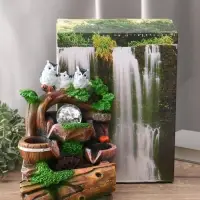 Фонтан "Совы на дереве" 25,5х17х14 см (с подсветкой)