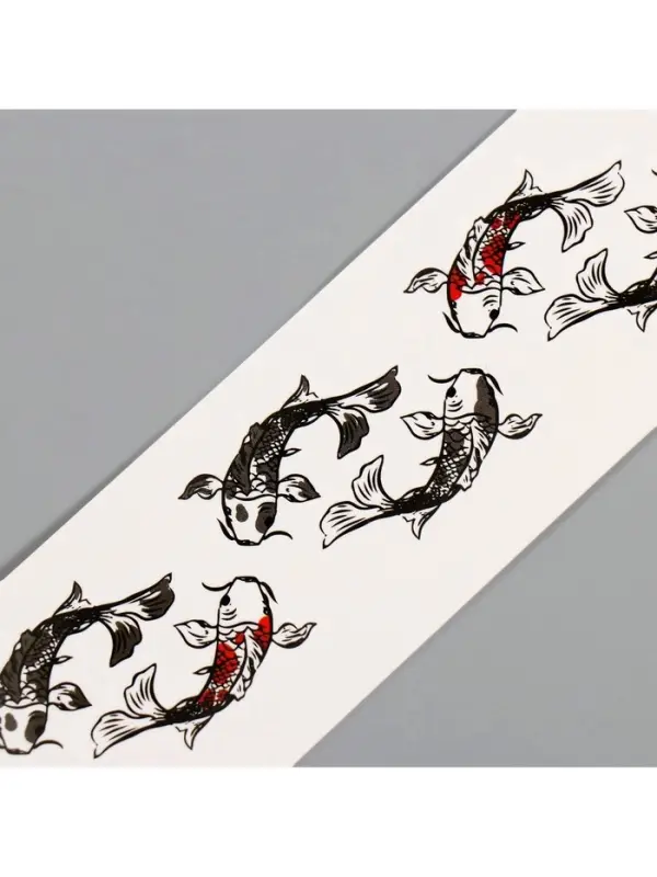 Переводная тату на тело чёрно-красная &laquo;Браслет. Рыбы Кои&raquo;, 20&times;3 см