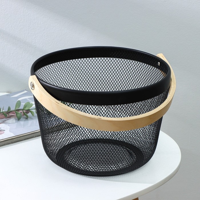 Корзинка универсальная круглая LaDо́m, 26&times;26&times;18 см, цвет чёрный