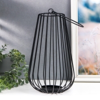 Подсвечник металл, на 1 свечу "Лофт. Вазон" чёрный 32х18х20 см