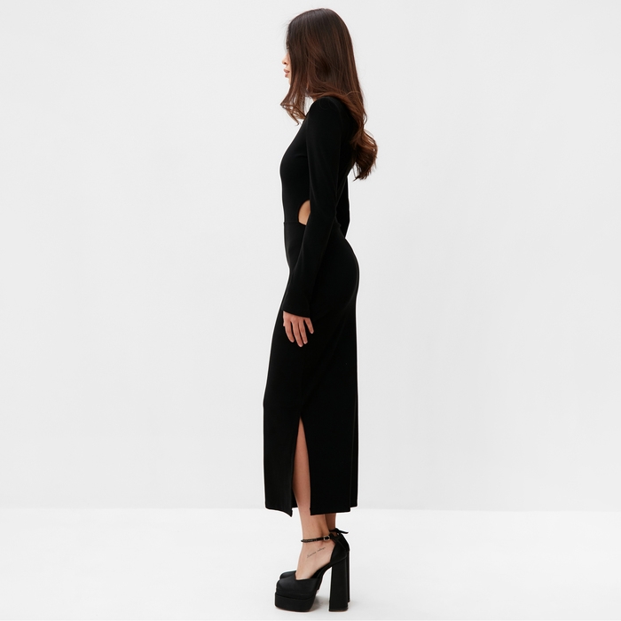 Платье женское с разрезами на талии MIST, р.48, черный Платье женское с разрезами на талии MIST, р.48, черный