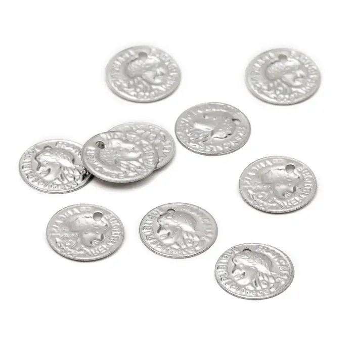 Подвеска &laquo;Монета римская&raquo; d=10 мм, набор 10 шт., цвет серебро
