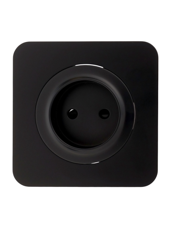Розетка одноместная, серия "Circular", 10 А, скрытая, без з/к, черная