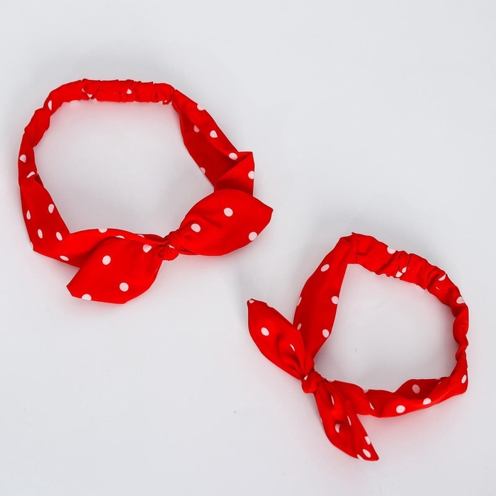 Повязка на голову для мамы и дочки M&B &laquo;Family look: горошек&raquo; 2 шт., красный