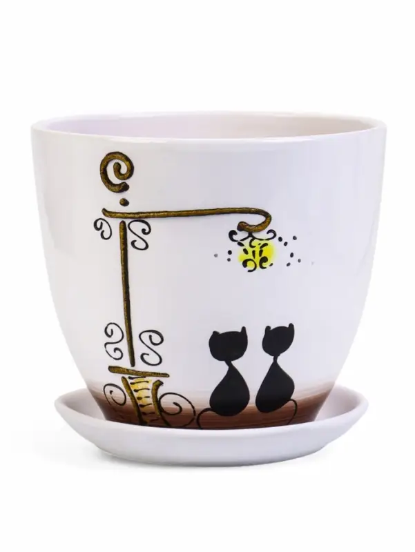 Набор горшков цветочный поддоном 4 шт 0,4 / 1 / 2,5 / 5 л керамика, Вечер